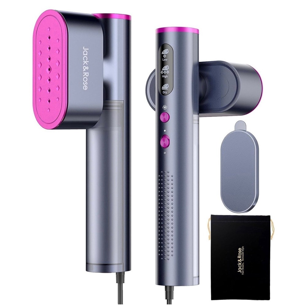 Jack & Rose Handheld Corded Portable Steam Cleaner Gray Pink